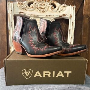 Ariat Black and Red Ankle Boots
